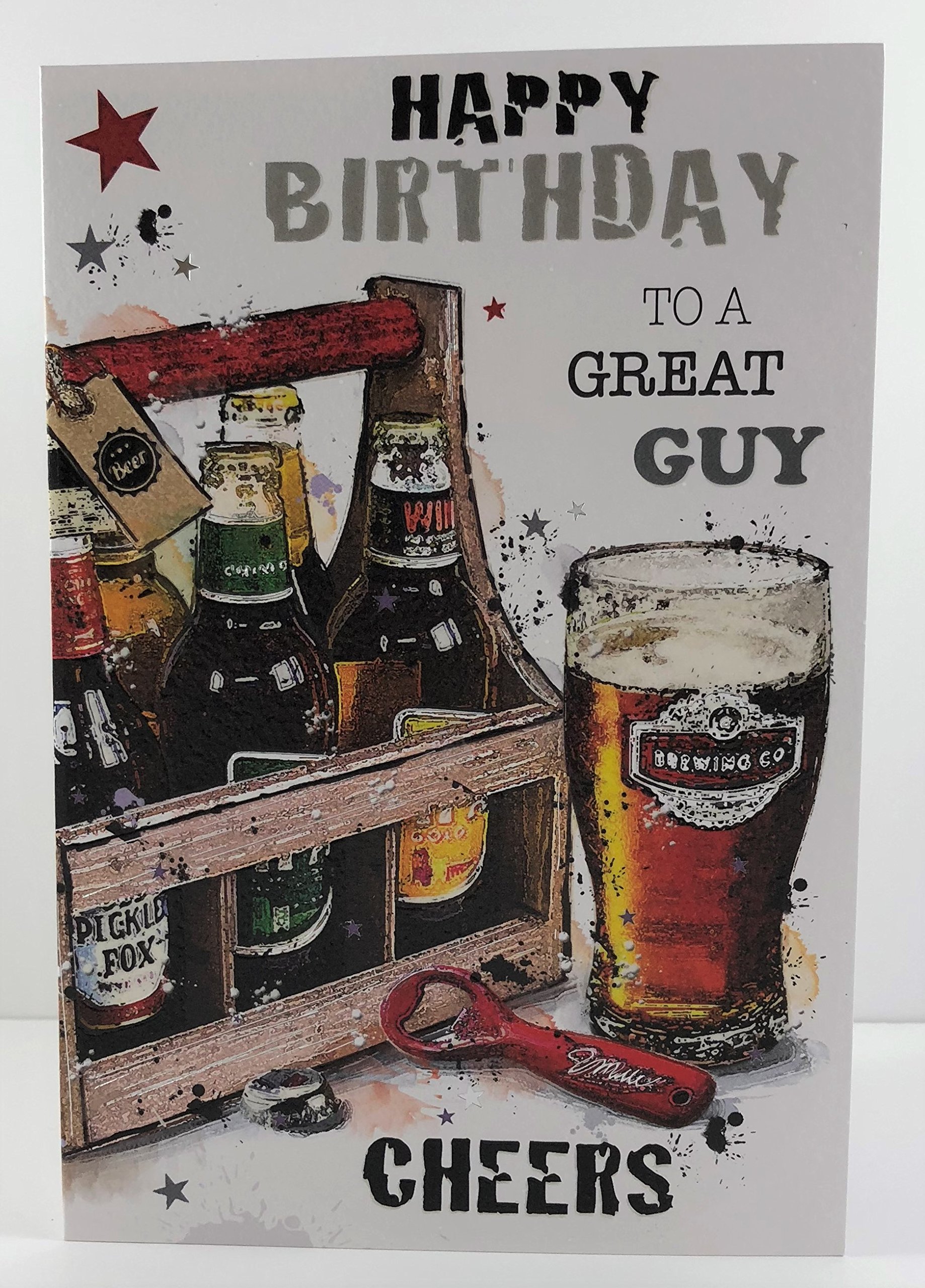 Male Birthday Card - (JJ-GR201) - Beer Box - From The Graffix Range - Embossed & Foil Finish