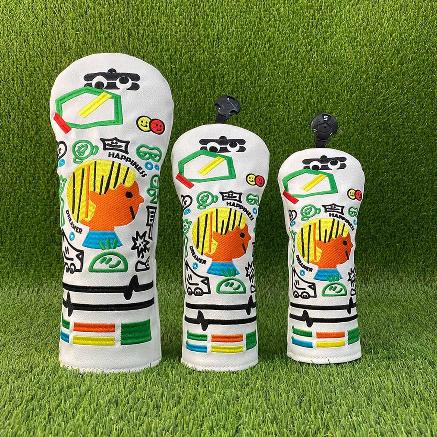 Hansber Premium Golf Head Cover Embroidered Art Protector Universal Fit 1 3 5 UT Shaft