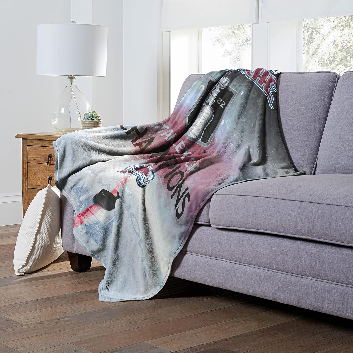 Northwest NHL Colorado Avalanche Unisex-Adult Colorado Avalanche 2022 NHL Stanley Cup Champions Silk Touch Throw Blanket, 50" x 60", Crystallize