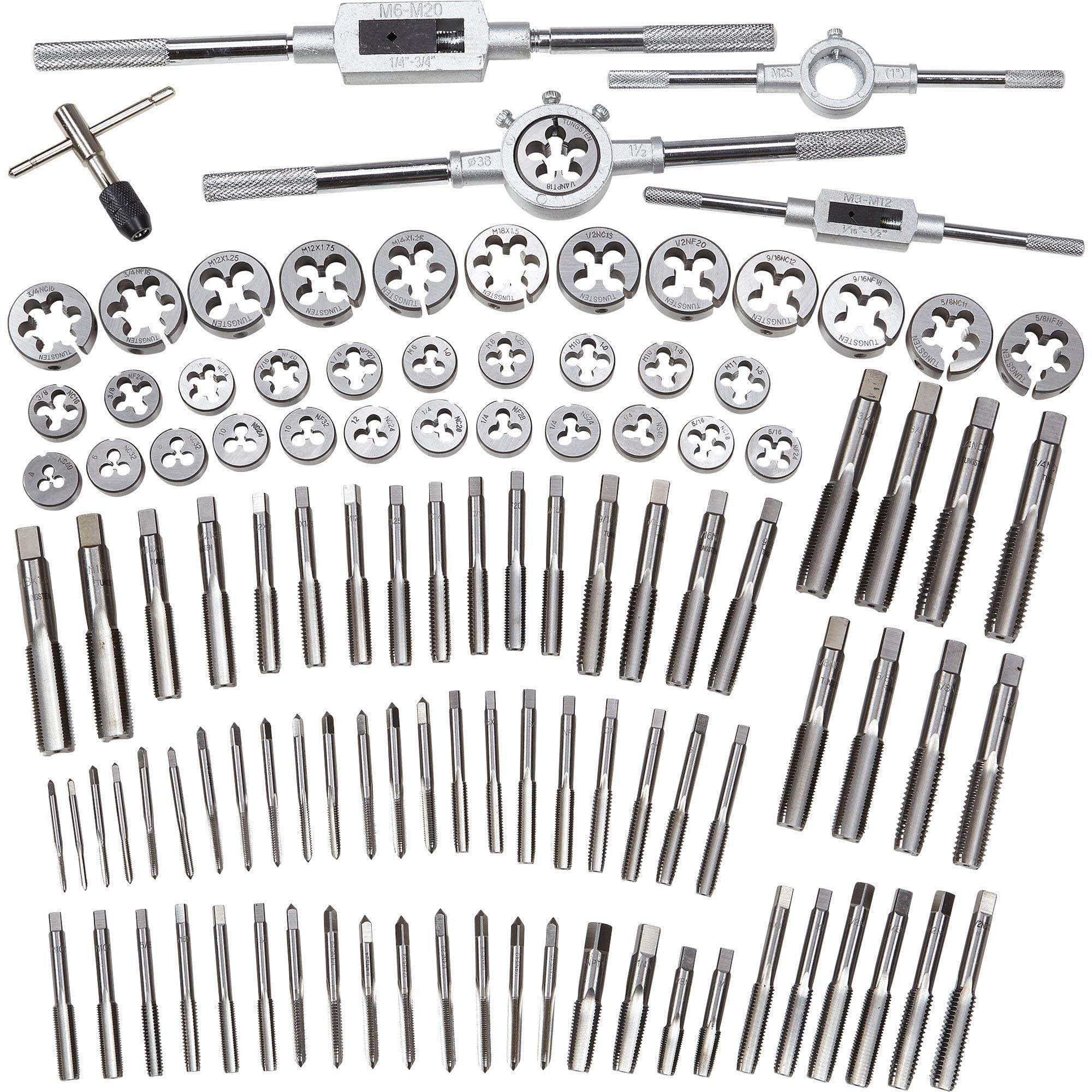 JUEGO DE MACHOS Y TERRAJAS METRICOS 110 PIEZAS DE M2 A M18 PROFESIONAL