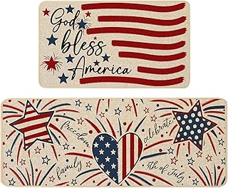 Baccessor Patriotic Kitchen Mats Set of 2, Memorial Day 4th of July Independence Day Kitchen Rugs...