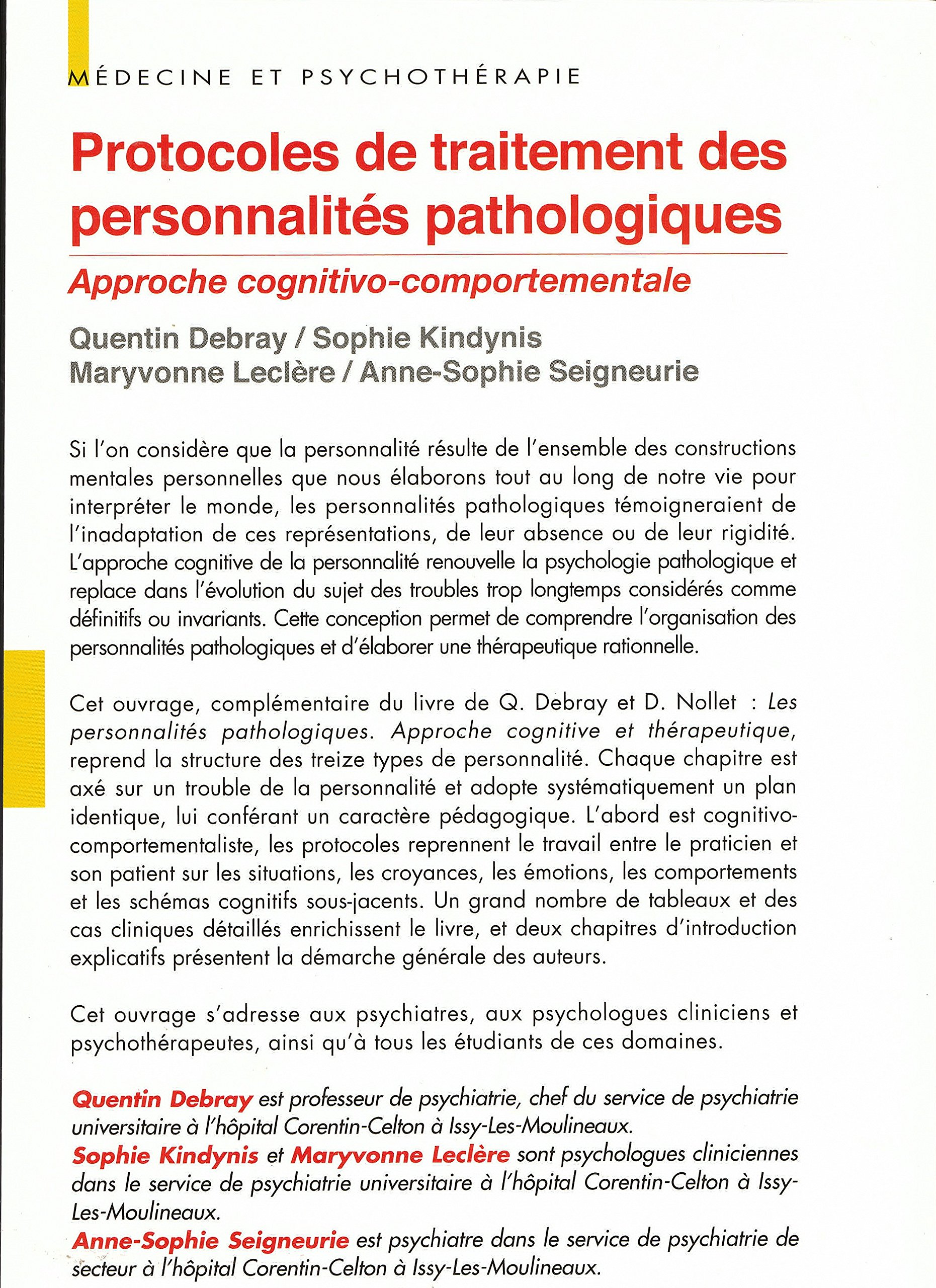 Protocoles de traitement des personnalités pathologiques: Approche cognitivo-comportementale