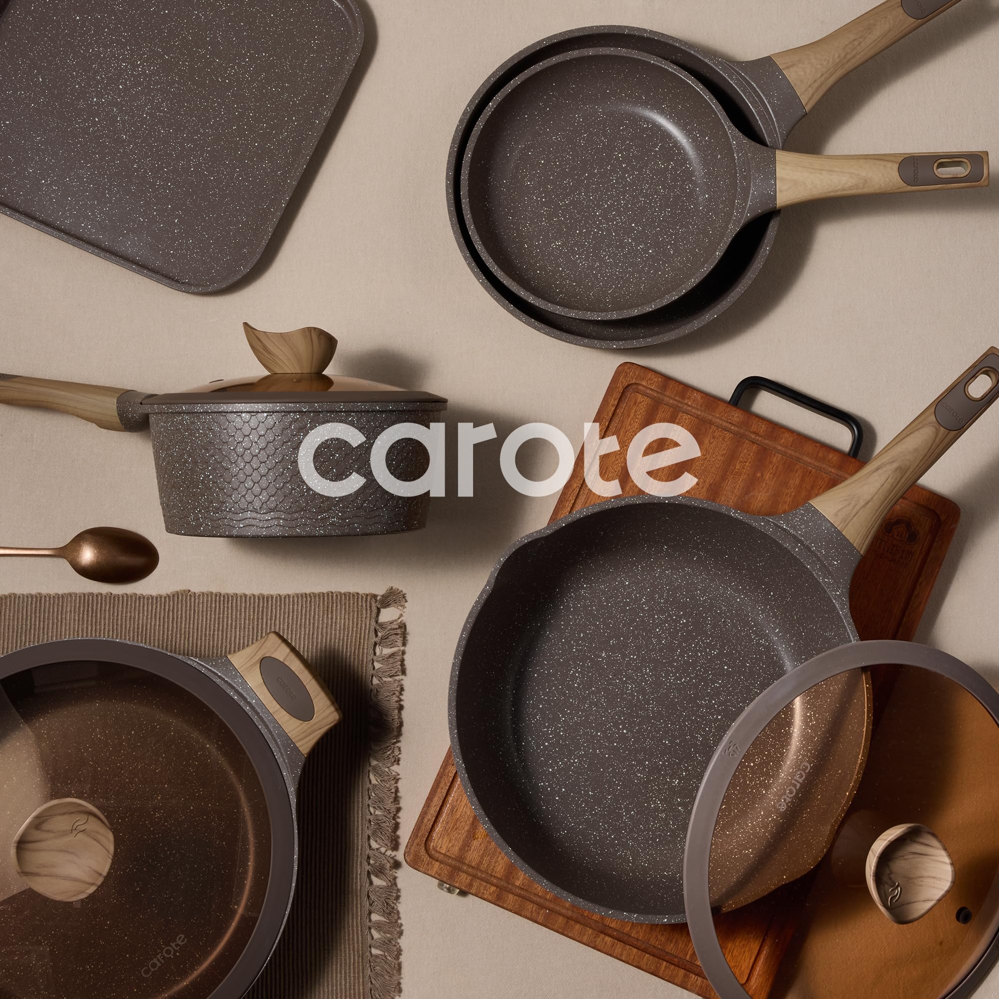 CAROTE 31pcs Nonstick Pots and Pans Set, Cookware Sets with Square Pan view 9