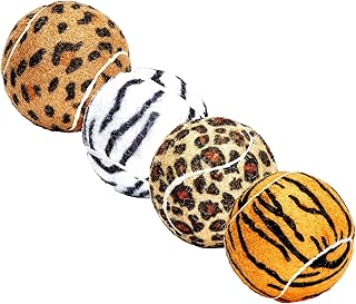 Unique Dog Fetch Balls Animal Prints 4 Pack