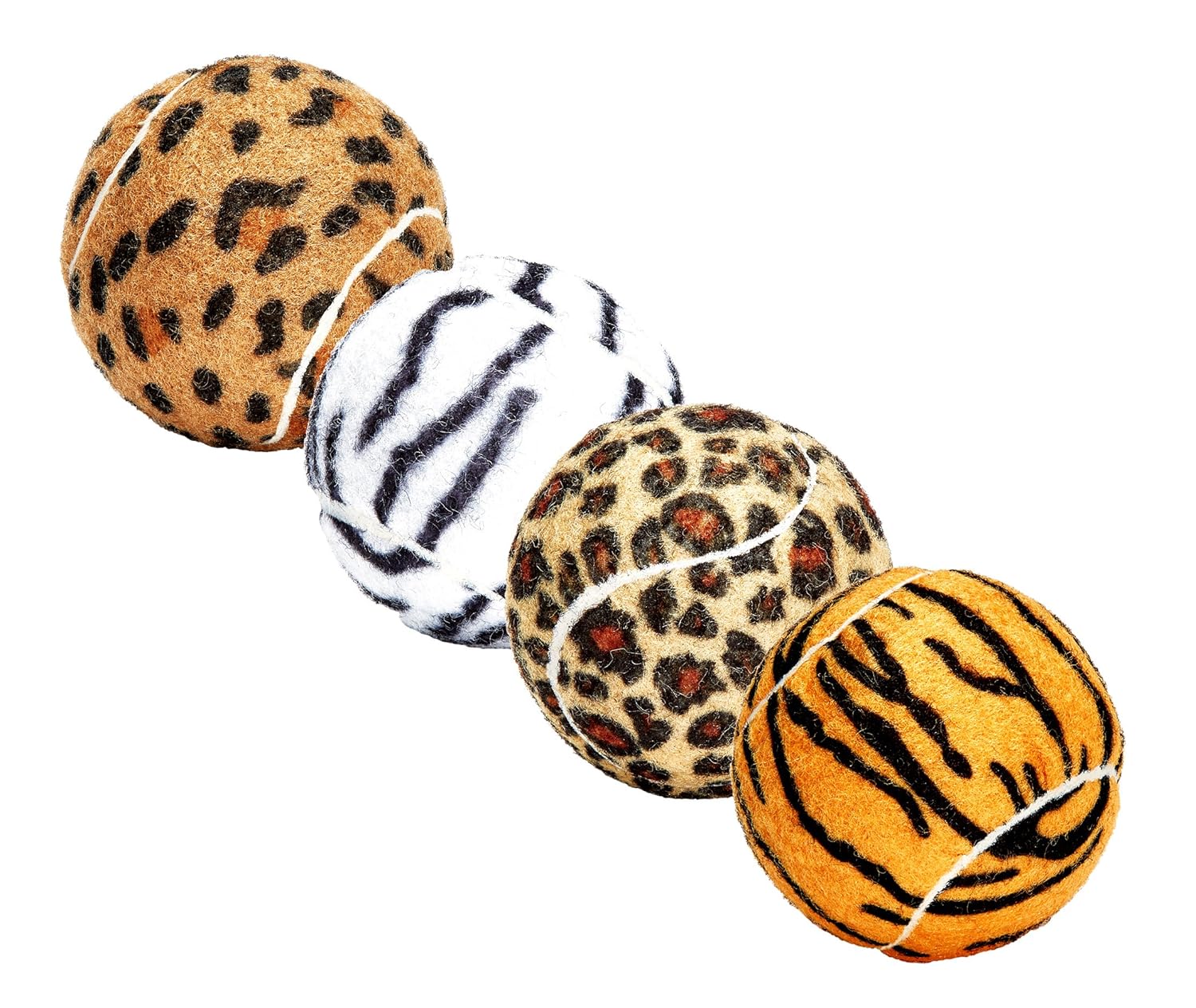 Unique Dog Fetch Balls Animal Prints 4 Pack
