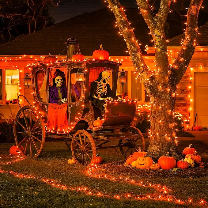 JMEXSUSS 200 LED Orange Halloween Lights with 8 Modes