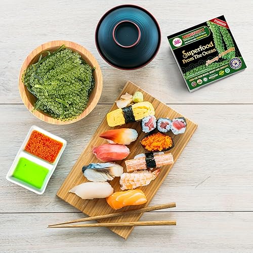 Miniatura 5 de LONGEVITY SEA GRAPES  Uvas marinas deshidratadas 423 onzas 6 paquetes - Caviar verde Umibudo alga marina lato regalo precioso del mar  Mejora la