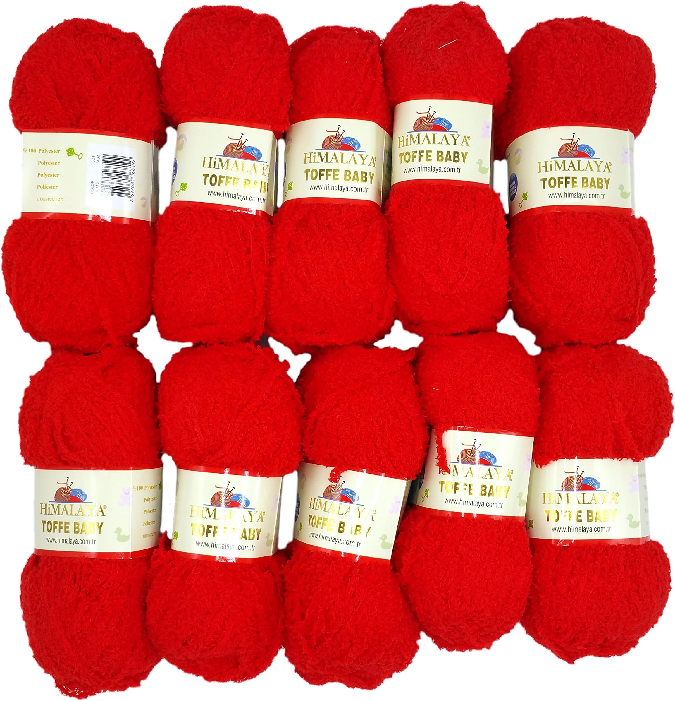 10 x 50g balls Baby Toffee Wool 78110 Knitting, Crochet and Crafting 500 g Red Fluffy Plush – Super Bulky 6