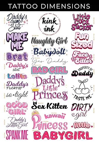 Miniatura 2 de 25 x "Daddy's Little Girl" Tatuaje Temporal Sexy Kinky A4 Hoja
