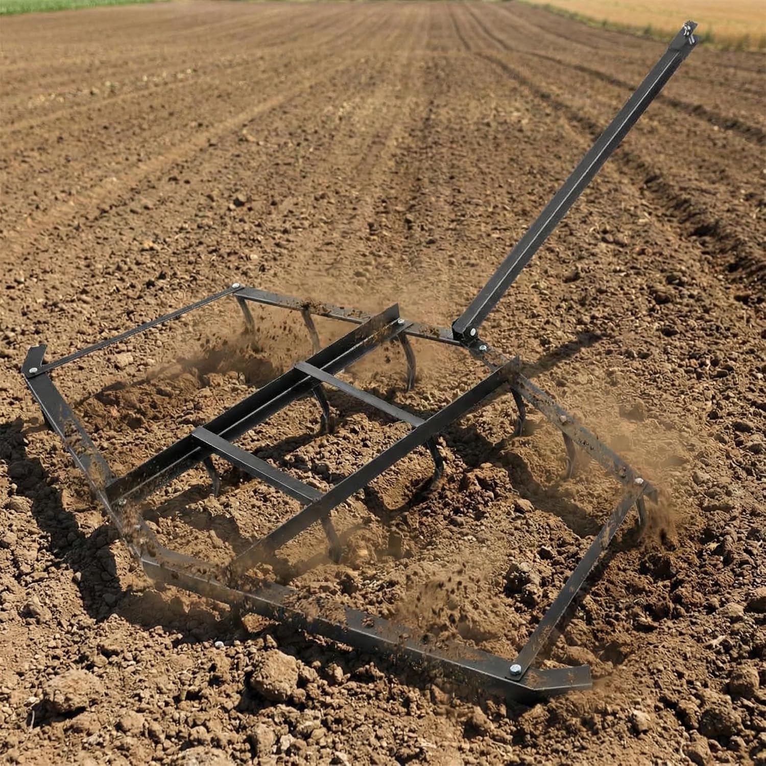 Patikuin Heavy Duty Driveway Drag Harrow Rake – Tow Behind Grader Attachment, Adjustable Bars, Compatible with ATV/UTV/Lawn Tractors, Ideal for Gravel, Soil & Arena Maintenance
