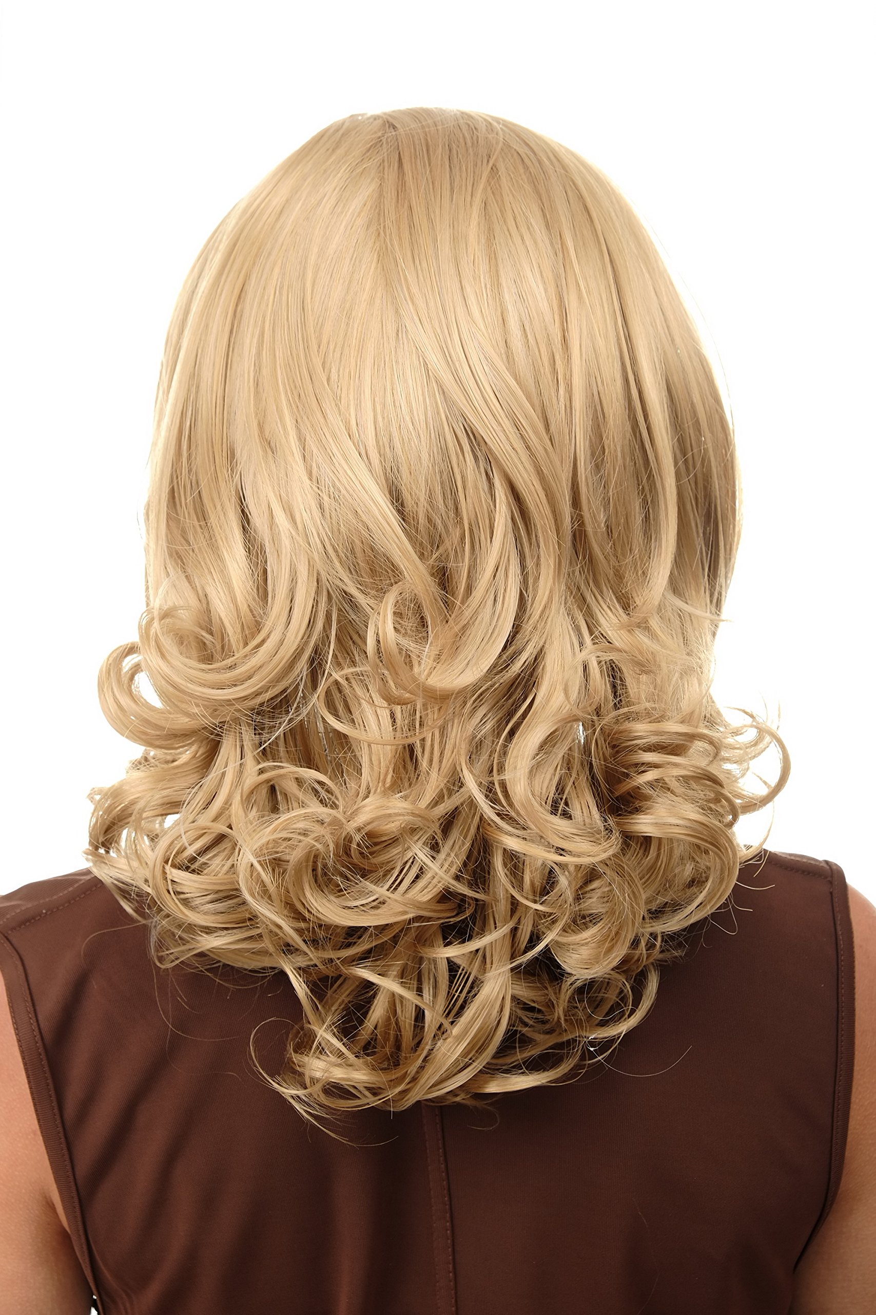 Perruque Femme Mi-longue Brune Mèches Dorées - Modèle VICTOIRE 1BT24B - Synthétique Raie Libre - Neuf Avec étiquettes
