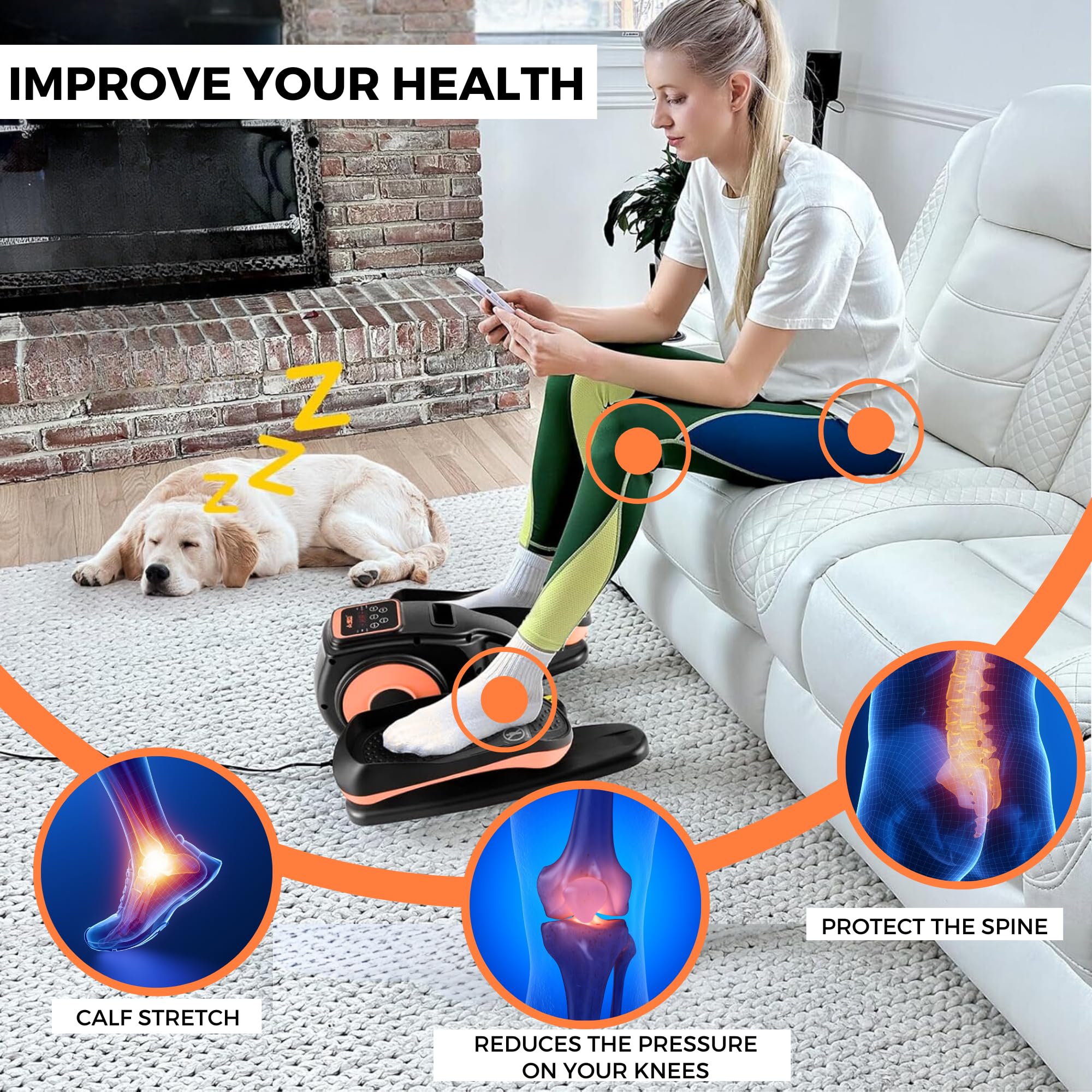 Pedaleador Eléctrico. Ejercitador de Pedales. Entrenador Elíptico para Mayores y Adultos. Mini Elíptica Antideslizante, Bidireccional con 5 Velocidades. Stepper Elíptico Portátil para Casa, Oficina.
