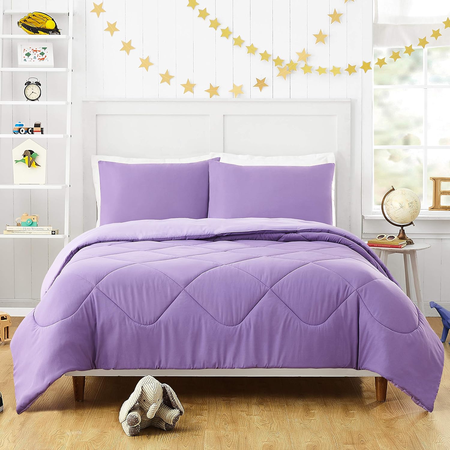 Urban Playground Olivia Pink Solid Comforter Set with 2 Pillow Shams - 3 Piece Soft Brushed Microfiber Kids Bedding Set for Boys/Girls - Machine Washable (Full/Queen)