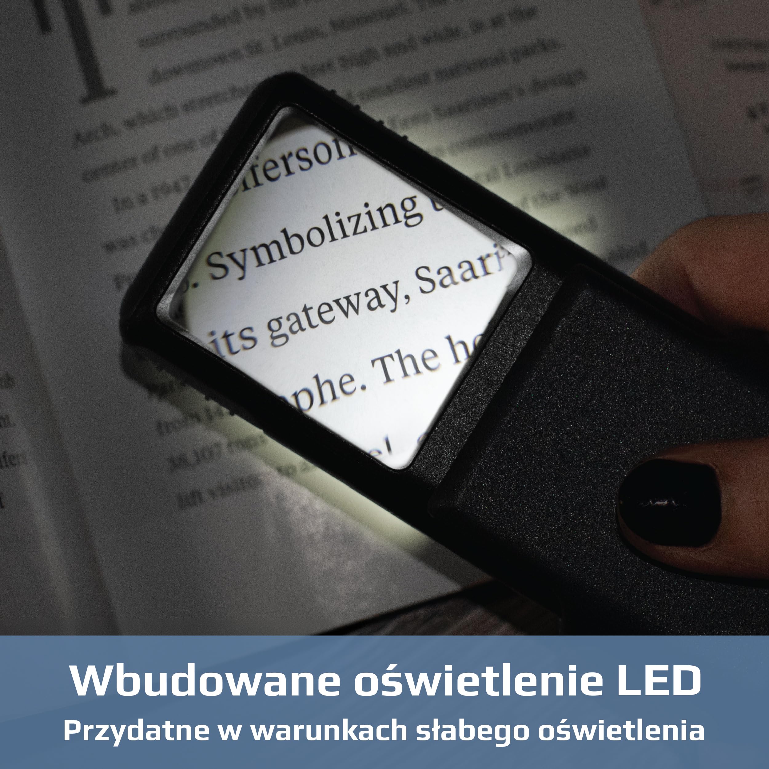 Carson PO-25 MiniBrite LED podświetlana kieszonkowa lupa z wbudowaną przesuwną osłoną obiektywu, szara, 5 cm x 1,5 cm x 11,4 cm