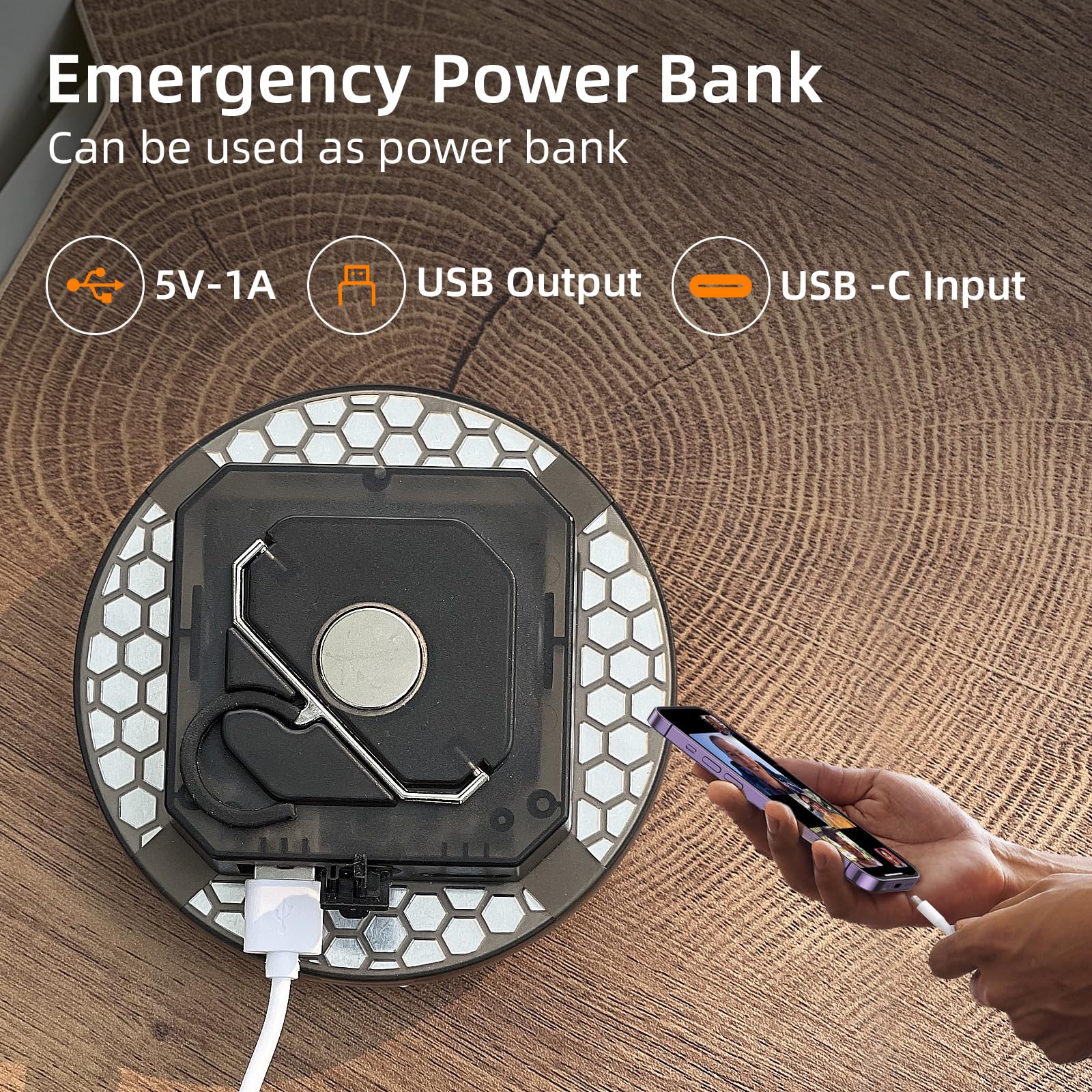 LED Camping Laterne, USB-C Wiederaufladbar 5000mAh 20H Laufzeit, 4 Modi mit SOS, IPX5 Wasserdicht, Magnetfuß & Faltbarer Haken für Outdoor, Zelt, Notfall & Hurricane