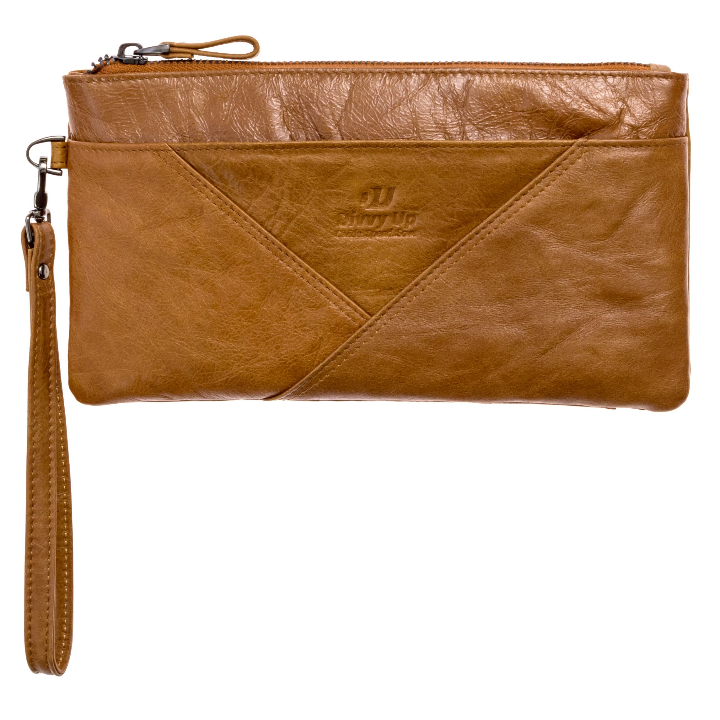Divvy Up Genuine Leather Wristlet, Super Soft Zipper Clutch Carry All for Women
