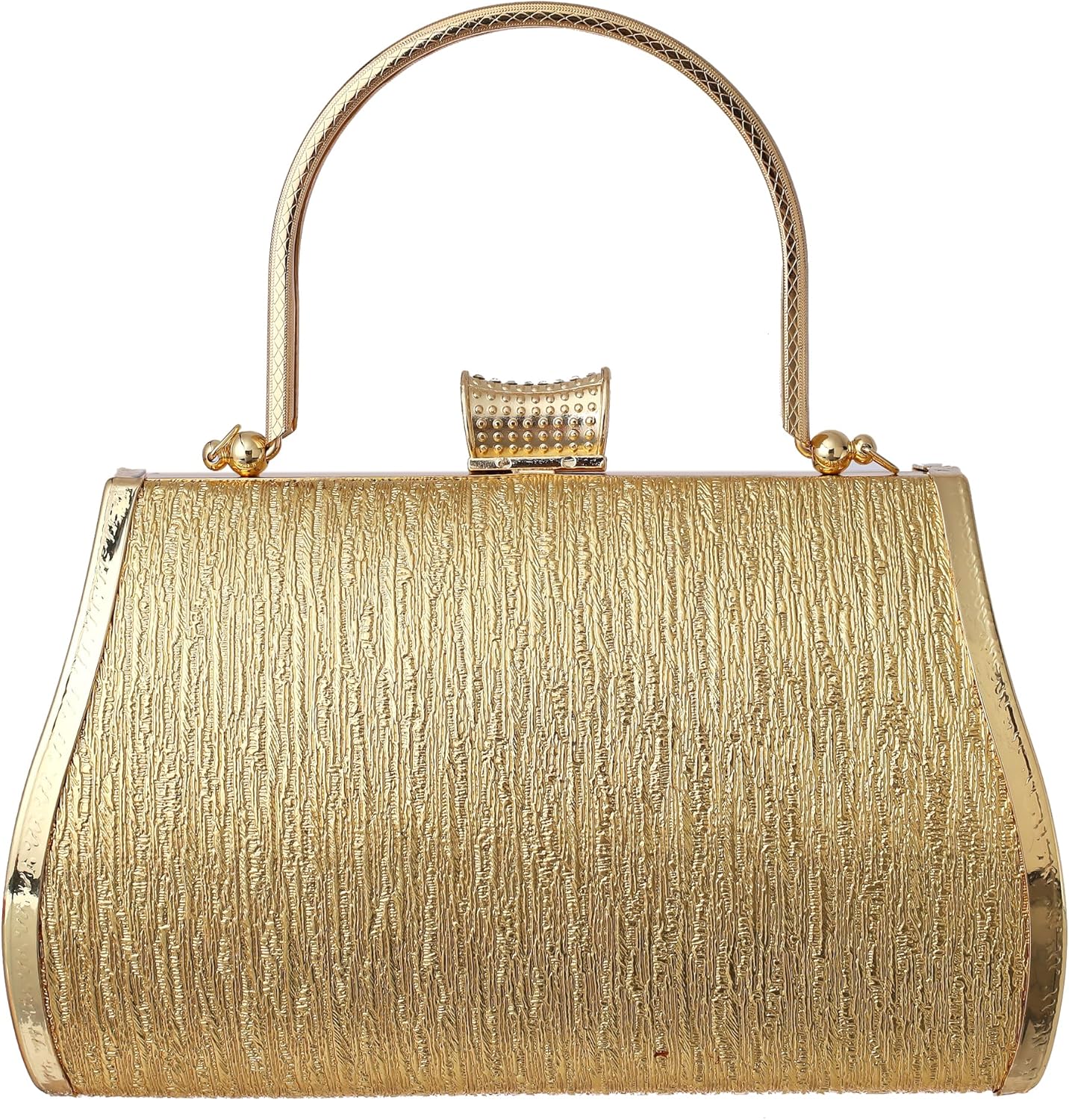 Women's Glitter Clutch Rhinestone Bead Pearl Evening Bag Gold Metal Purse for Party Wedding Bag