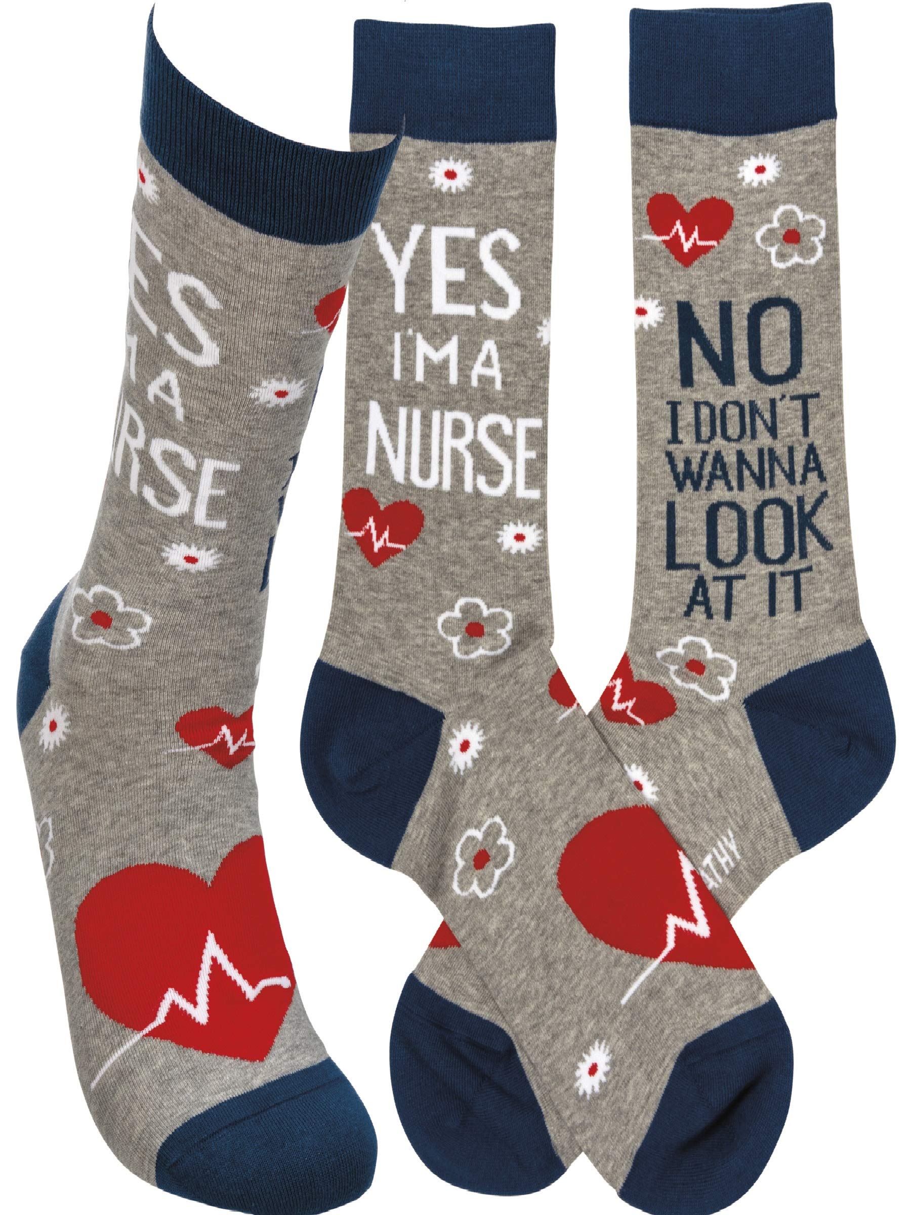 Primitives by Kathy Casual Novelty Socks-Yes I'm a Nurse No I Don't Wanna Look at It, Multi, One Size