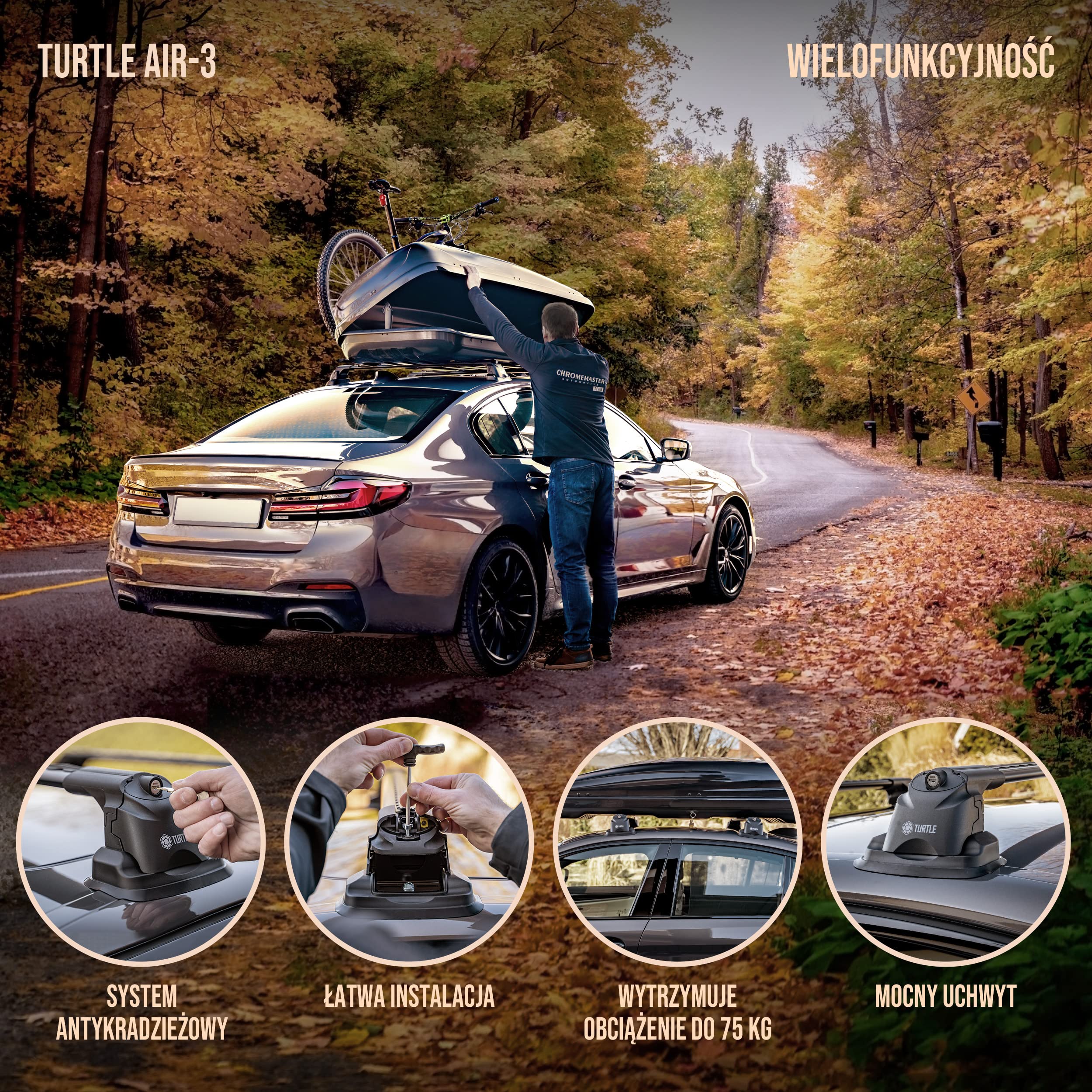 TURTLE AIR3 | Bagażnik dachowy, Belki dachowe | Kompatybilne z Opel Vivaro 2014-2019; Do montażu boksów dachowych, bagażników rowerowych, drabiny | Wytrzymała konstrukcja z aluminium