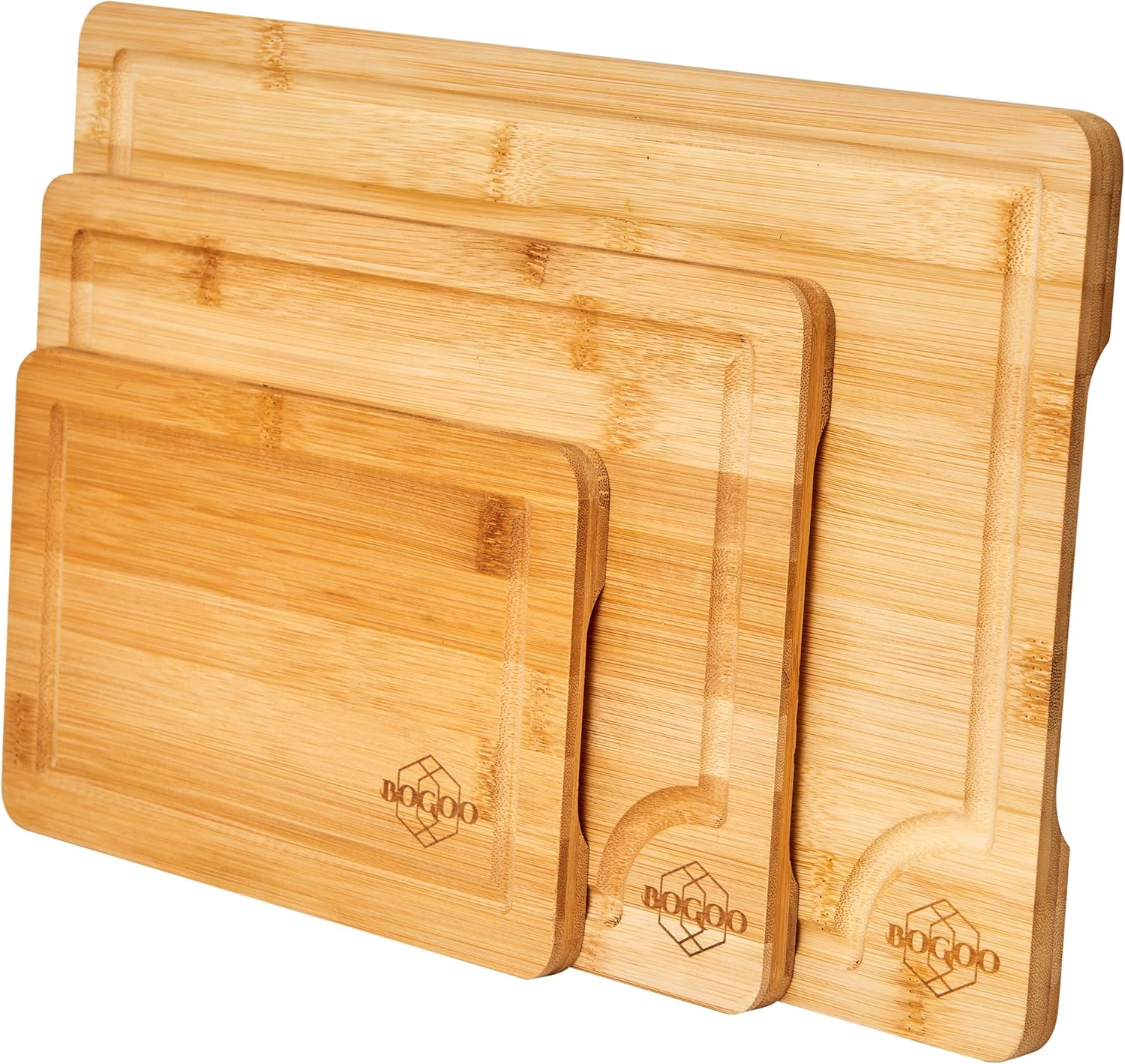 Wooden Cutting Boards for Kitchen – Set of 3 Wood Cutting Board with Juice Groove & Handles, Charcuterie Boards for Vegetables & Cheese, Butcher Block Cutting Board for Meat, Chopping & Serving Board