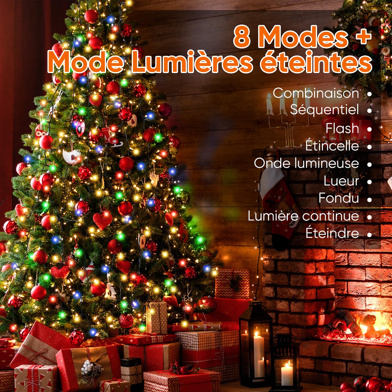 Guirlande Lumineuse 100m 1000 LEDs Blanc Chaud - 8 Modes Minuterie IP44 Pour Noël Intérieur/Extérieur - 11