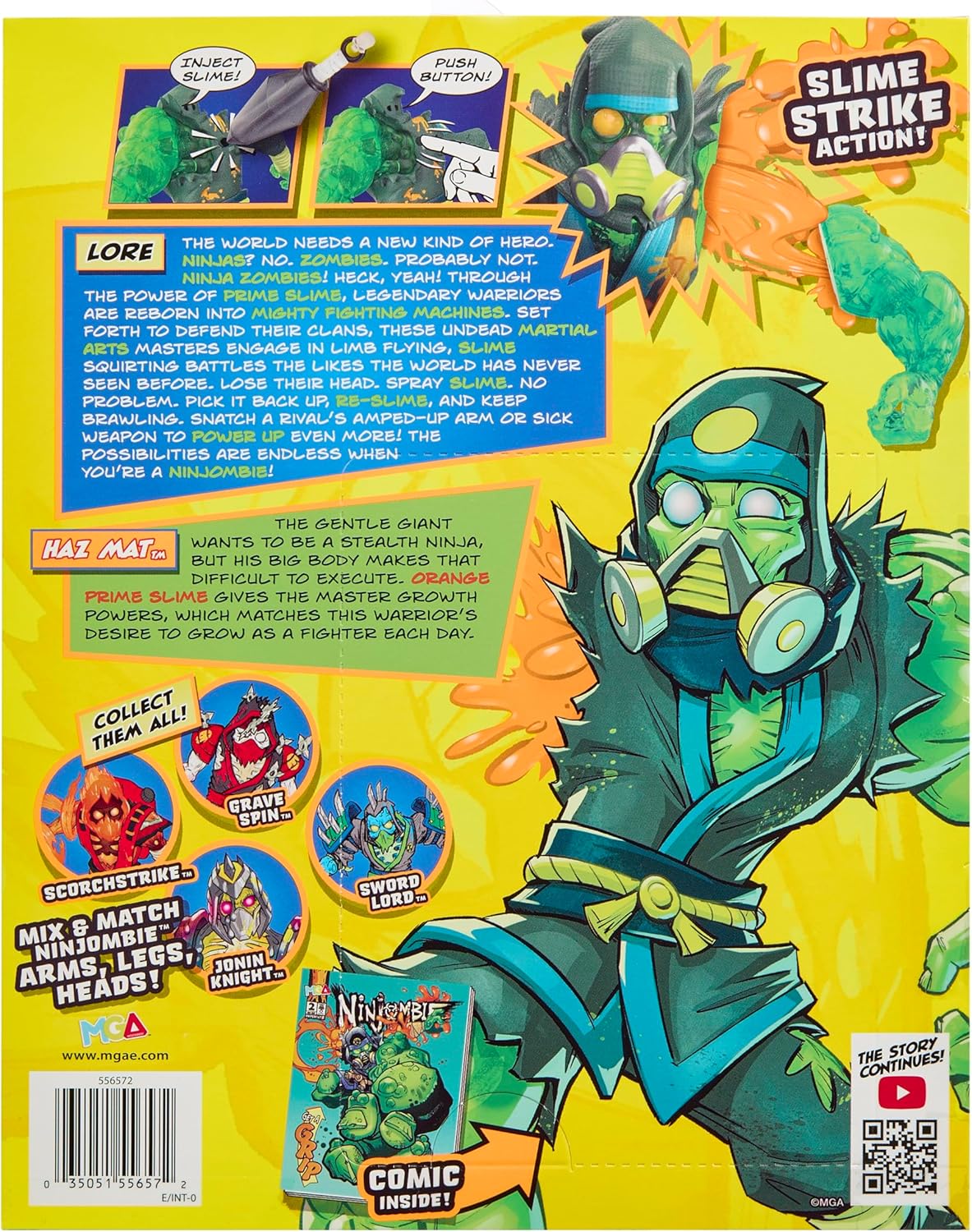 Ninjombie Action Figure - Haz Mat, Boys Action Ninja Zombie Slime Monster Action Figure, Ages 6 +