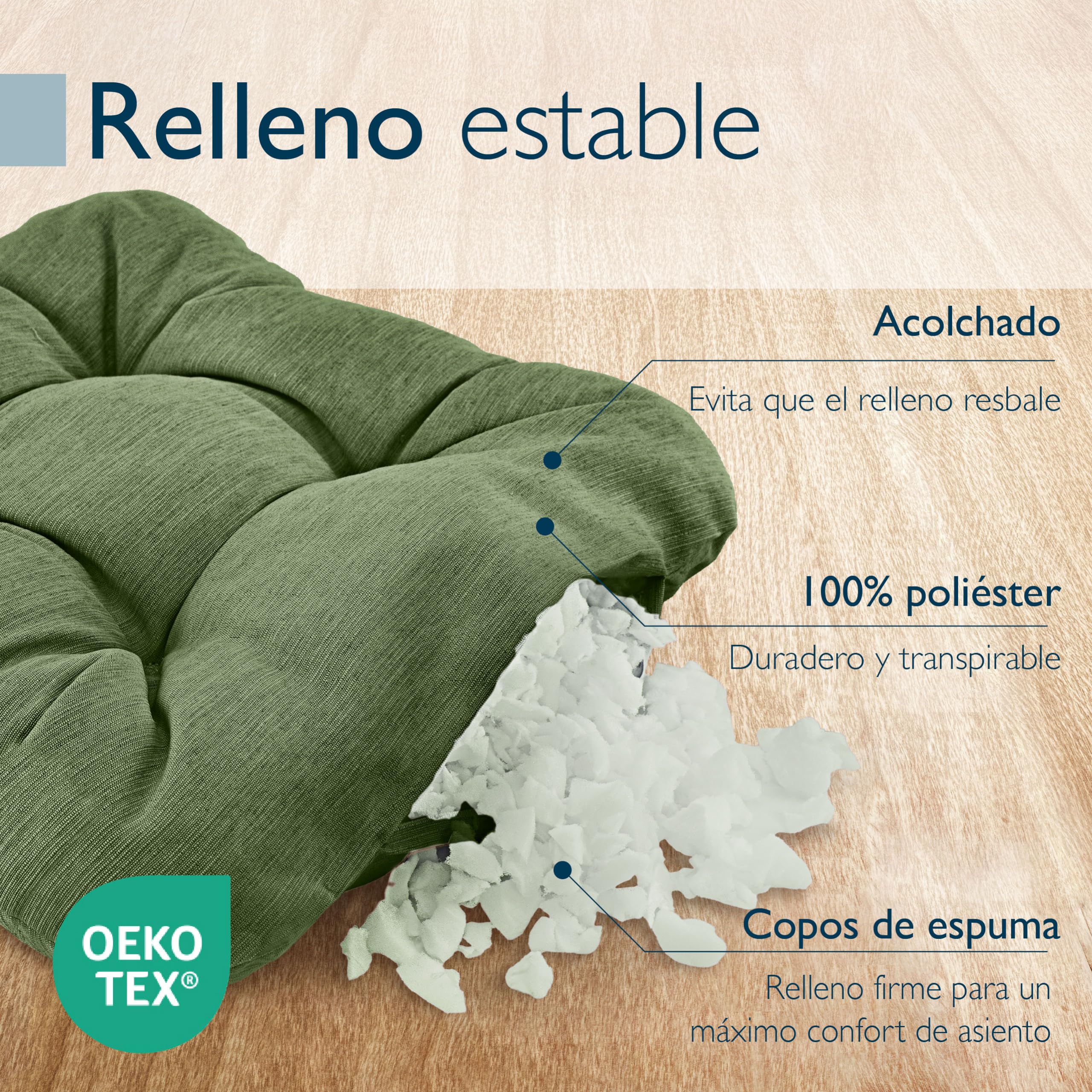 Beautissu 4X Cojines de Silla Premium 35x35 cm - Cojines Interior y Exterior Acolchado de Espuma Resistente de 8 cm de Grosor, Made in EU - Verde Oscuro - HighLux SK