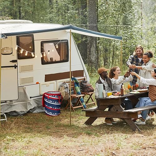 Miniatura 4 de Camco Canasto desplegable para campamento con forro y tapa con cierre de cremallera para almacenamiento en RV, cestas de lavandería y organización