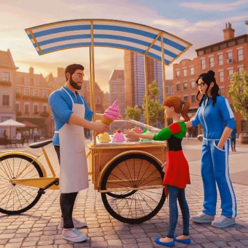 Jeu de simulation de livraison de glaces en ville en 3D – Explosion de sucre et desserts glacés