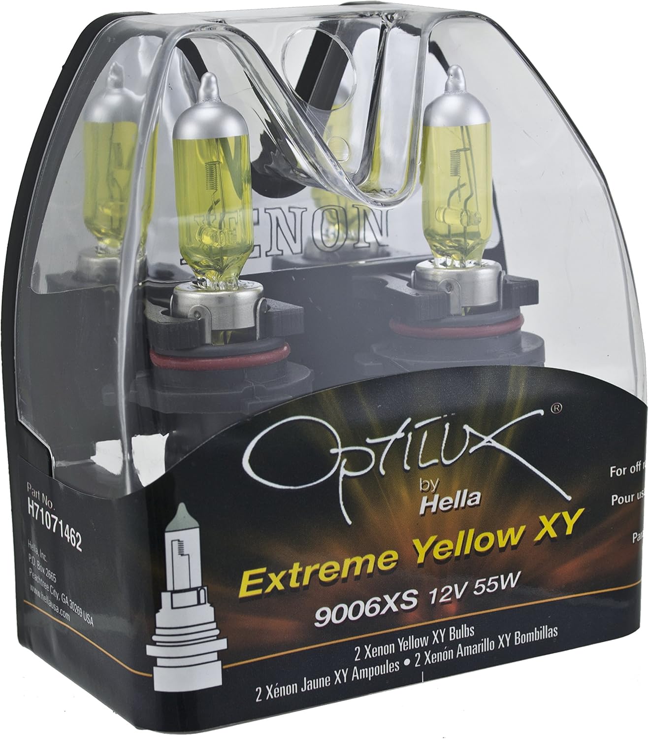 HELLA H71071462 Optilux XY Series 9006XS Xenon Yellow Halogen Bulbs, 12V, 55W 2 Pack