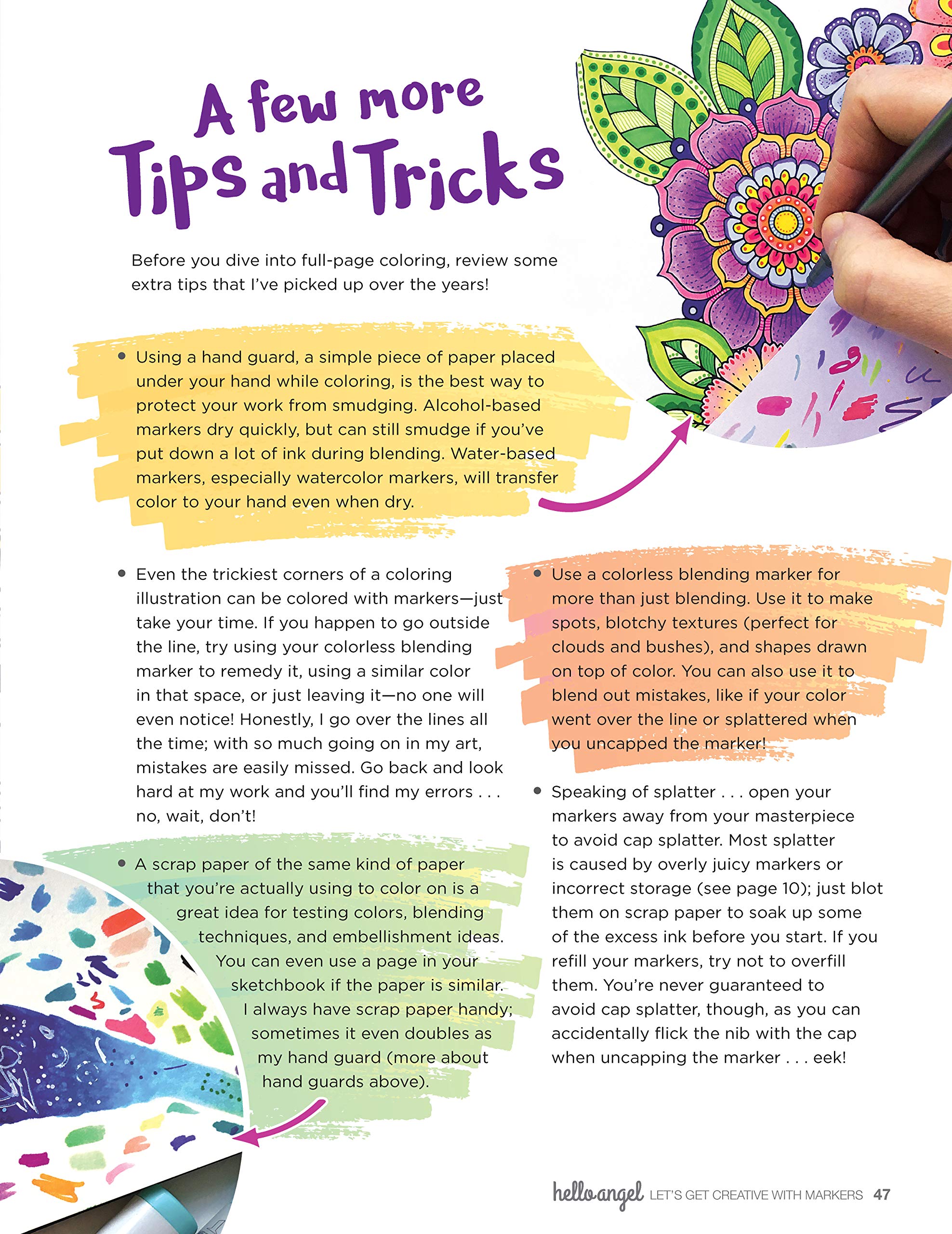 Let's Get Creative with Markers: A Creative Workbook for Coloring, Shading, Blending, and Beyond (Design Originals) Beginner's Guide with Step-by-Step Instructions, from Hello Angel (Instant Happy) - Image 5