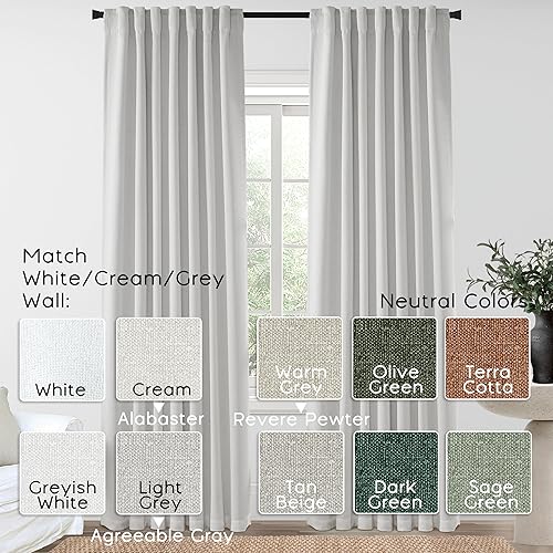 Miniatura 2 de Cortinas grandes de 120 pulgadas de largo para sala de estar, cortinas opacas grandes de lino de tamaño extra de 100 pies de largo, cortinas grandes