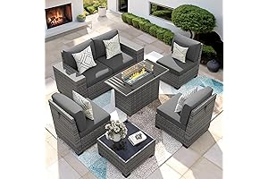 7-Piece Patio Furniture Set with Conversation Pit Fire Table