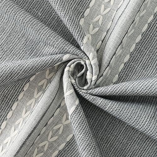 Miniatura 6 de Mantel rectangular de tela de lino resistente sin arrugas, bordado rectangular para cocina, comedor, fiesta, patio, Navidad, gris, 55 x 86 pulgadas