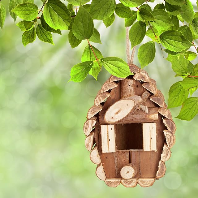 Foto 2 de 8 de Relaxdays Casita Pájaros, Colgante, Madera sin Tratar, Balcón, Jardín, Terraza, Caseta Pájaros, 24,5x11x8cm