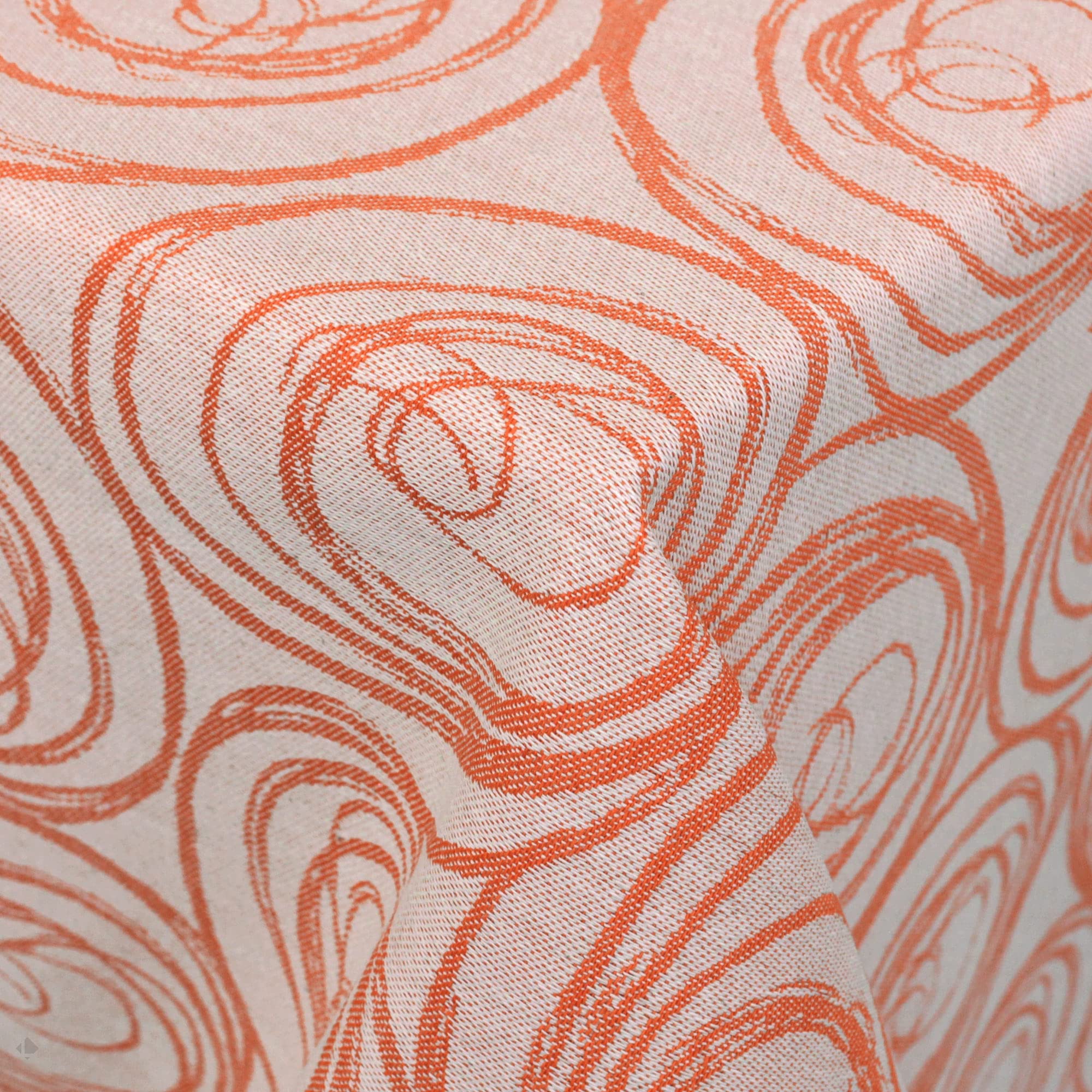 Nappe Rectangle 150x350 Cm Jacquard 100% Coton SPIRALE Orange Papaye
