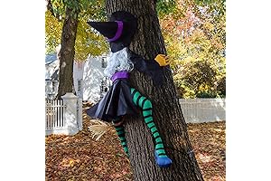 POPGIFTU Large Crashing Witch Halloween Outdoor Decorations