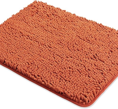 Yeaban Alfombras de baño color naranja quemado, alfombras de baño de felpilla gruesa, absorbentes y lavables, antideslizantes, alfombras de felpa y Yeaban Alfombras de baño color naranja quemado, alfombras de baño de felpilla gruesa, absorbentes y lavables, antideslizantes, alfombras de felpa y