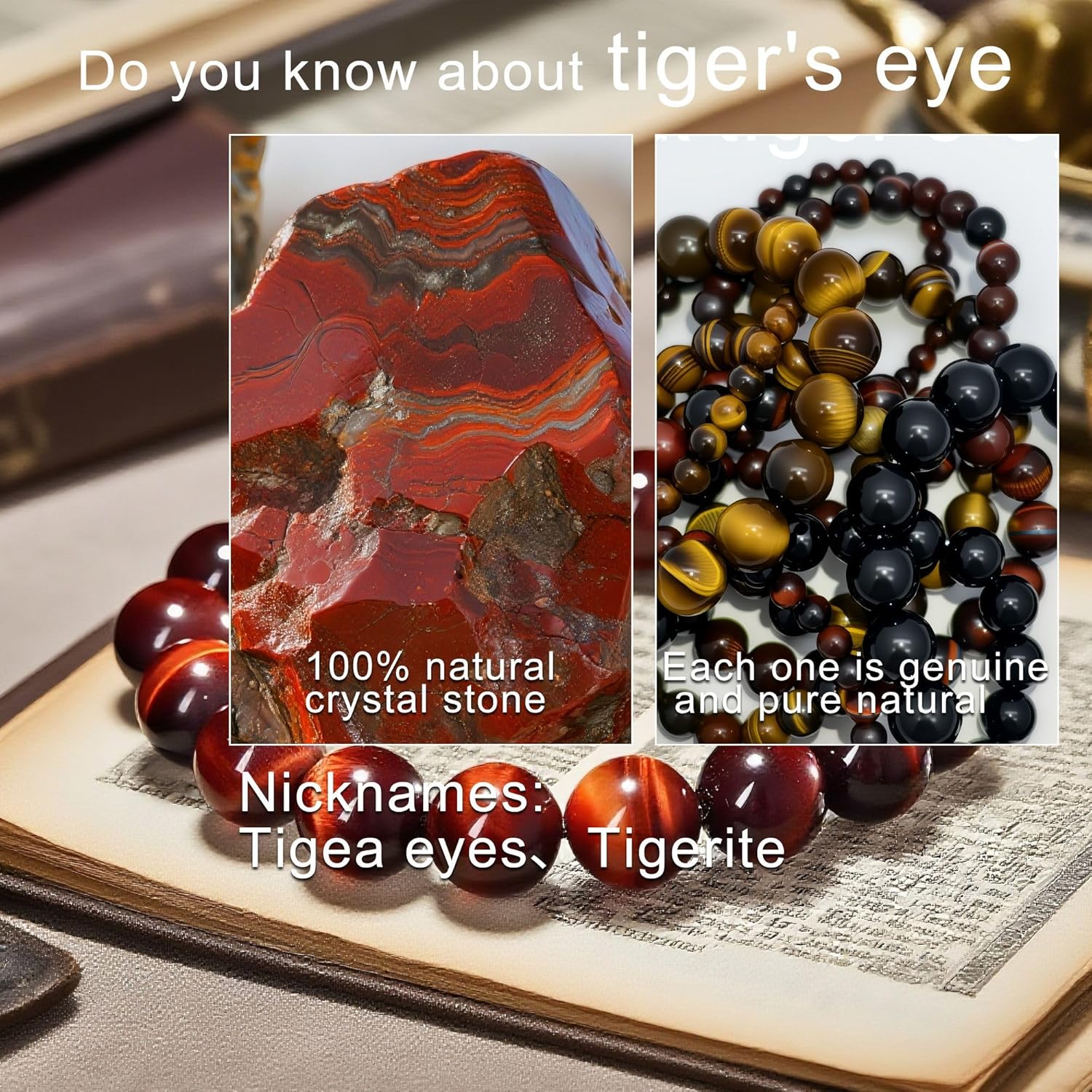 Natural Crystal Stone Golden Tiger's Eye Bracelet Black Obsidian Round Bead Elastic Energy Healing Bracelet for Men and Women Small, Medium, Large 6mm 8mm 10mm 12mm - Image 9