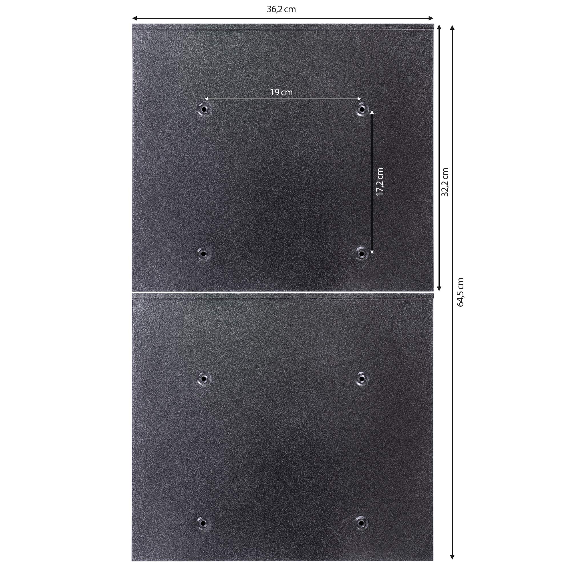 banjado Burg-Wächter Briefkastenanlage - Briefkasten 2 Parteien Schwarz - Doppelbriefkasten - Postkasten Mehrfamilienhaus - Briefkasten XXL mit Namensschild - Briefkästen