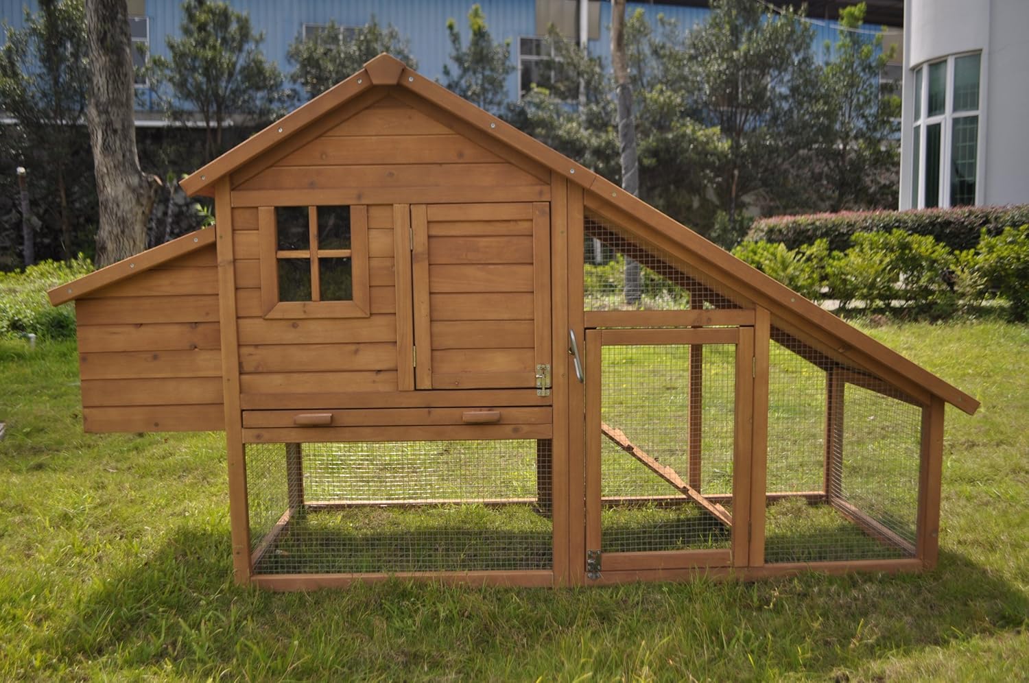 Slanted Roof Wooden Chicken Coop Hen House Nest Box