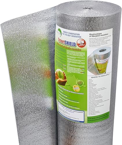 Miniatura 8 de INSULATION MARKETPLACE SmartSHIELD - Rollo de aislamiento reflectante de 18 pulgadas, 48 pulgadas x 100 pies, barrera radiante con núcleo de espuma,