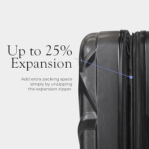 Miniatura 5 de AMKA Juego de equipaje giratorio extensible Gem Hardside, Negro -, Spinner de mano extensible Hardside con estuche cosmético incluido