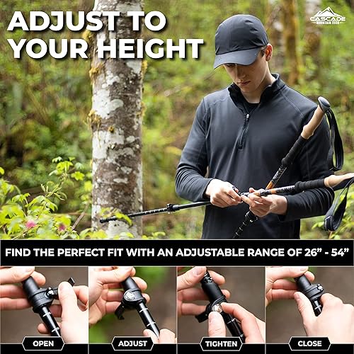 Miniatura 4 de Cascade Mountain Tech Bastones de trekking - Bastones de fibra de carbono para caminar o senderismo con cerraduras ajustables rápidas