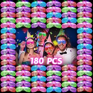 180 PCS Light Up Glasses Glow In The Dark Party Supplies LED Glasses Neon Flashing Glasses Bulk for