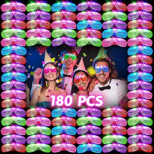 180 PCS Light Up Glasses Glow In The Dark Party Supplies LED Glasses Neon Flashing Glasses Bulk for