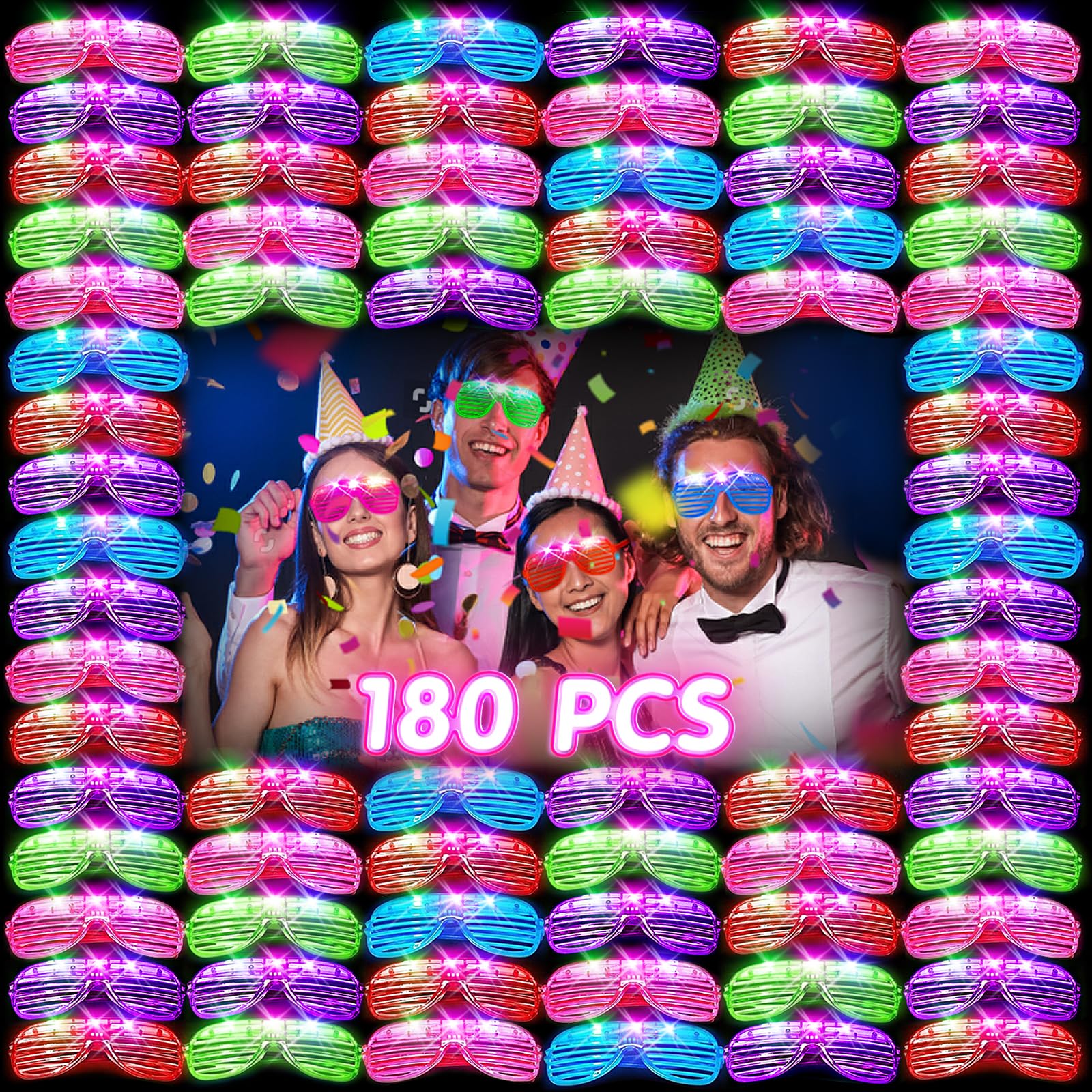 180 PCS Light Up Glasses Glow In The Dark Party Supplies LED Glasses Neon Flashing Glasses Bulk for