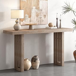 Contemporary Minimalist Wood Console Table 59-Inch Modern Entry Sofa Tab...
