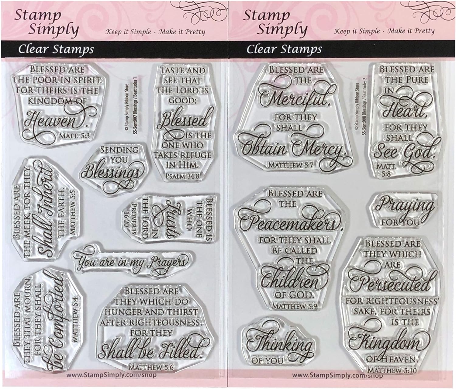 Clear Stamps Blessings and Beatitudes Christian Religious (2-Pack) 4x6 Inch Sheets - 14 Pieces