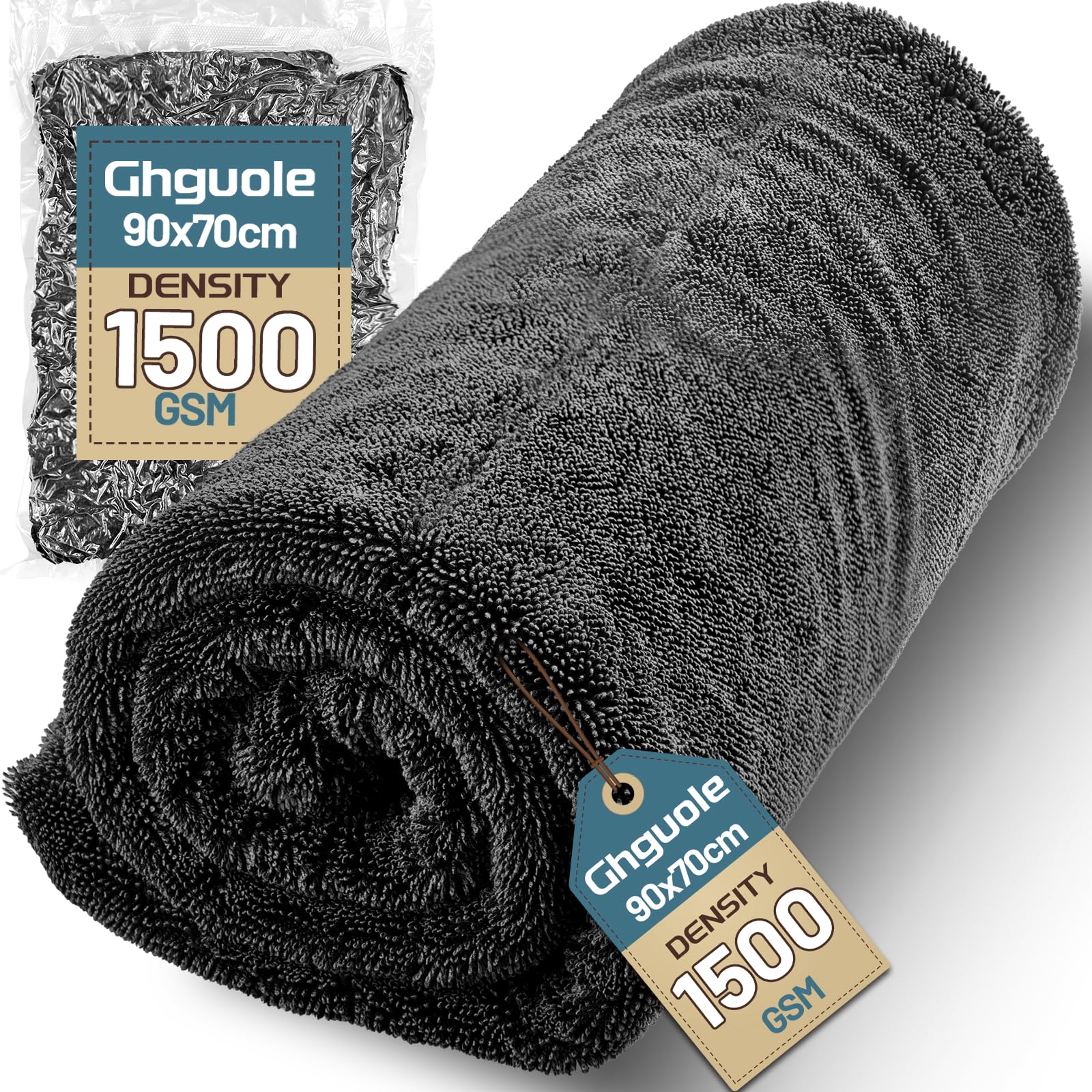 Panno per Asciugatura Auto,Panno Microfibra Auto,90 * 70cm Extra Large,1500 GMS Altissimo Grado Assorbimento,Senza Pelucchi,Asciugatura Senza Graffi,Della Carrozzeria Auto e Moto
